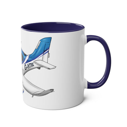 Cirrus Aircraft Hand drawn art Two-Tone Coffee Mugs, 11oz - Funky Aviation