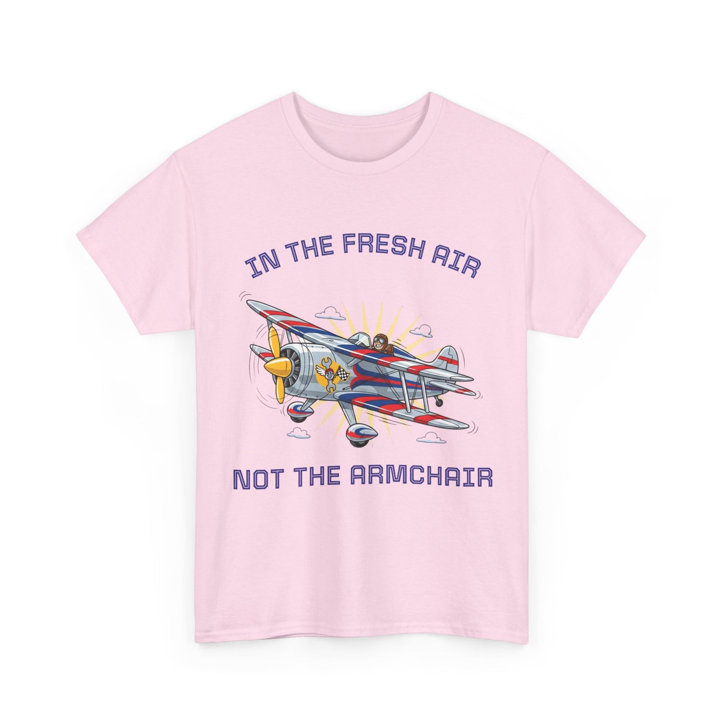 Aviation Vintage Biplane T-Shirt – "In the Fresh Air Not the Armchair" Retro Pilot Tee