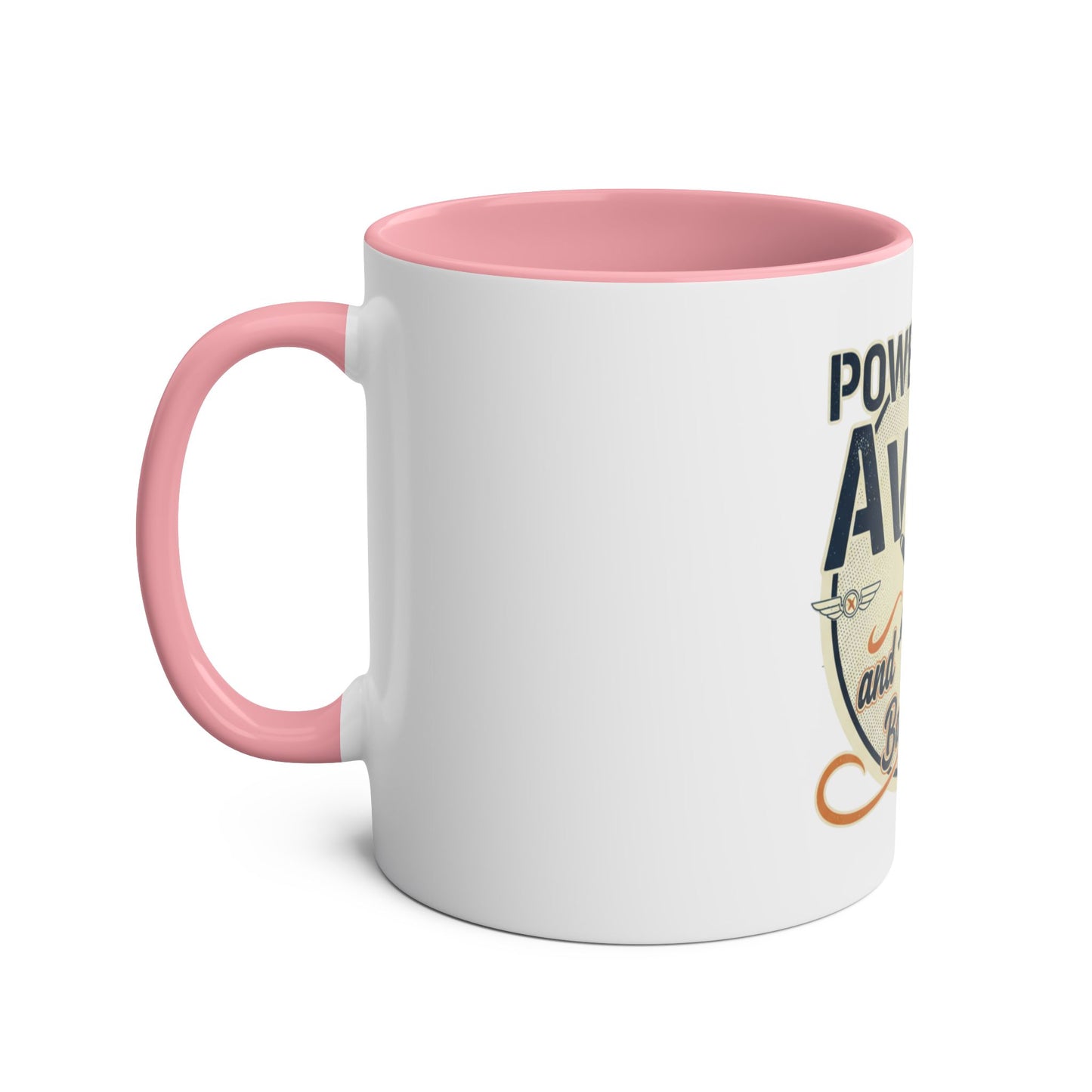 Aviator Coffee Mug — "Powered by AvGas and Bad Decisions" 11oz Two-Tone