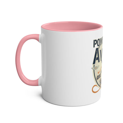 Aviator Coffee Mug — "Powered by AvGas and Bad Decisions" 11oz Two-Tone