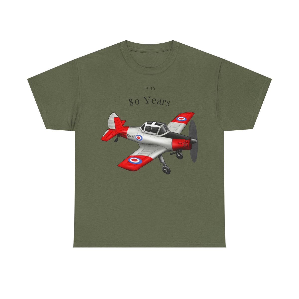 Chipmunk Vintage Airplane Tee — "80 Years" Commemorative Aviation Shirt