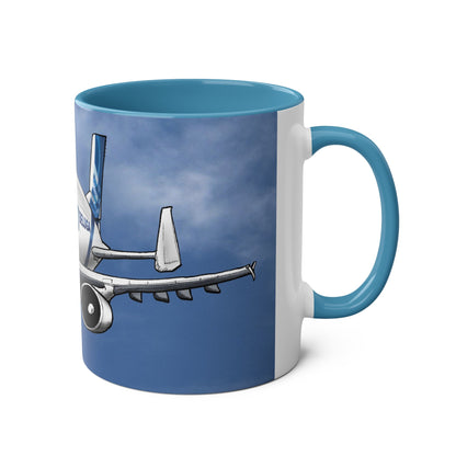 Beluga Airbus Cartoon Two-Tone Coffee Mugs, 11oz - Funky Aviation