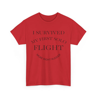I Survived My First Solo Flight Unisex Heavy Cotton Tee
