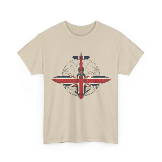 Vintage British Spitfire T-Shirt — Union Jack Warplane Graphic Tee