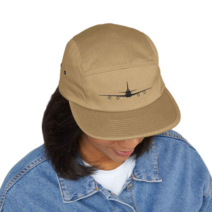 Embroidered Boeing 747‑8 Minimalist Aviation 5‑Panel Cap