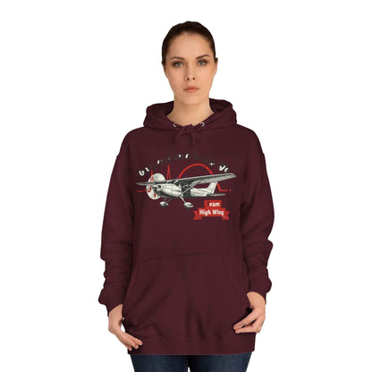 Aviation Hoodie — Vintage Cessna Plane "Team High Wing" Pullover