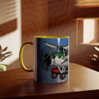 Navy Swordfish Design Two-Tone Coffee Mugs, 11oz - Funky Aviation