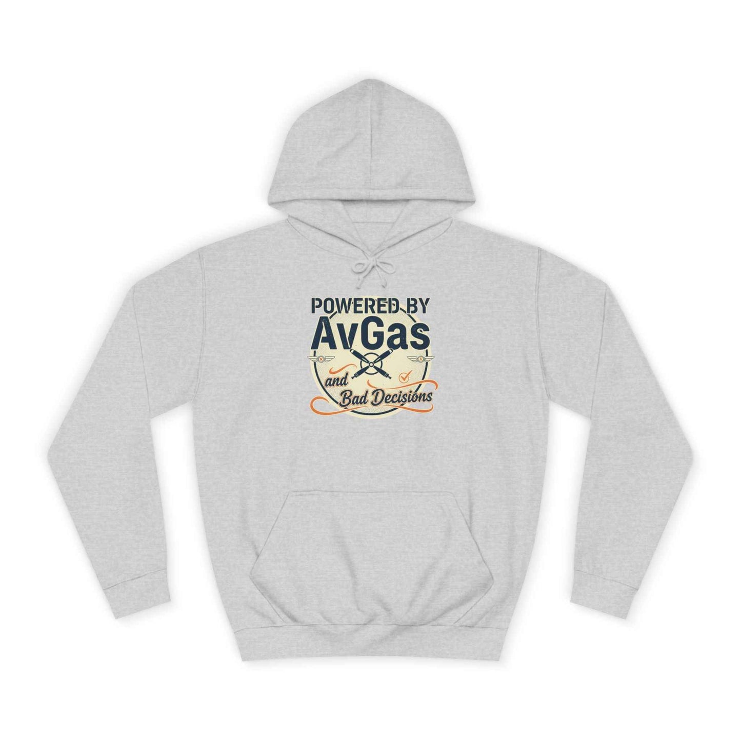 Powered by AvGas Hoodie — Vintage Pilot Aviation Sweatshirt