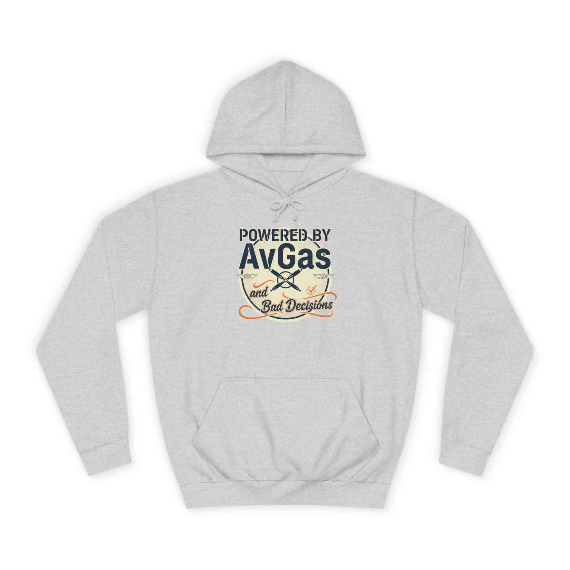 Powered by AvGas Hoodie — Vintage Pilot Aviation Sweatshirt