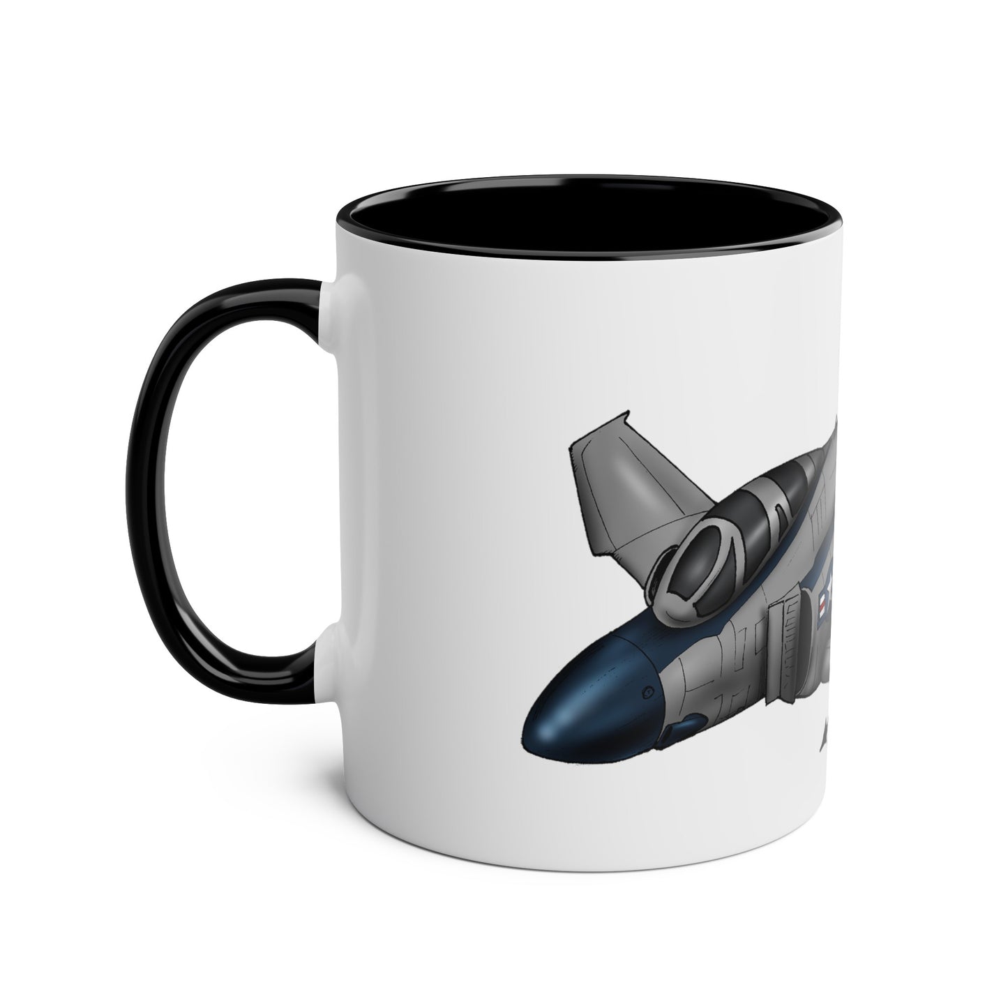 Phantom Fighter Jet Two-Tone Coffee Mugs, 11oz