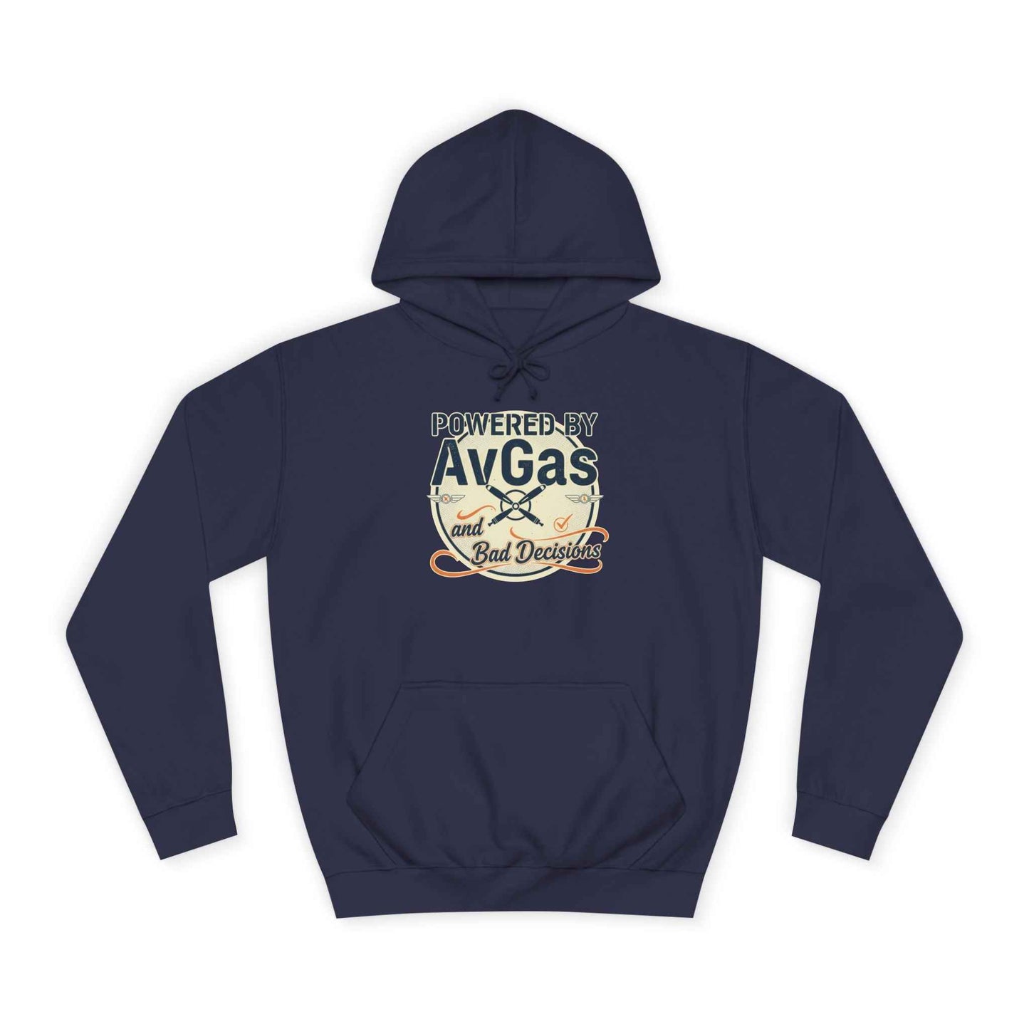 Powered by AvGas Hoodie — Vintage Pilot Aviation Sweatshirt