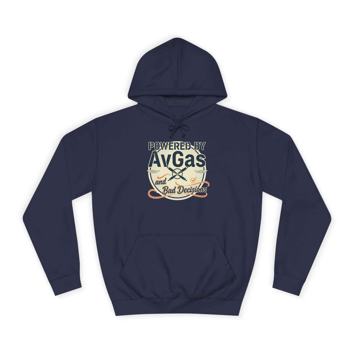 Powered by AvGas Hoodie — Vintage Pilot Aviation Sweatshirt