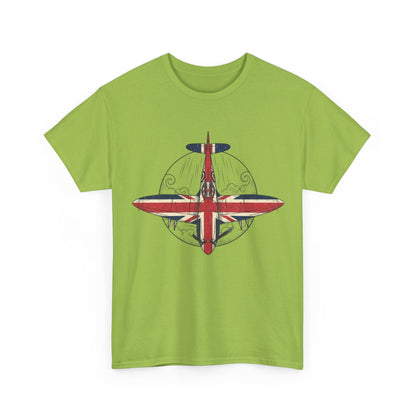 Vintage British Spitfire T-Shirt — Union Jack Warplane Graphic Tee