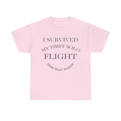 I Survived My First Solo Flight Unisex Heavy Cotton Tee