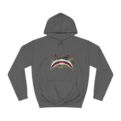 Sharks Teeth Nose Art Distressed Design Unisex College Hoodie - Funky Aviation