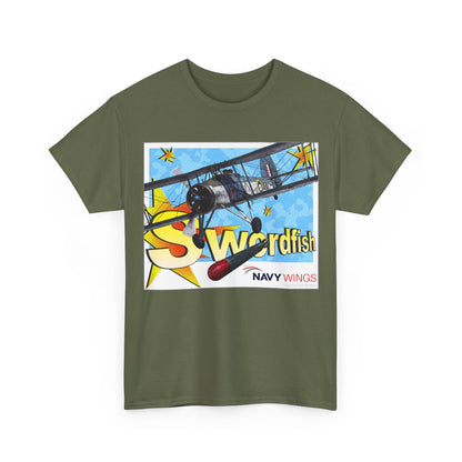 Swordfish Navy Wings T‑Shirt — Vintage Biplane Aviation Graphic Tee