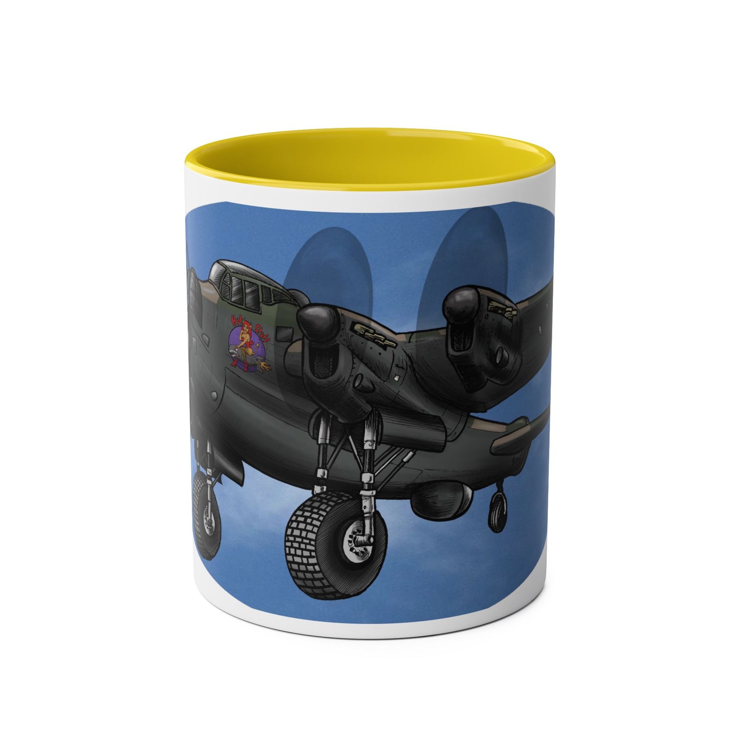 WWII Bomber Two-Tone Coffee Mug — Vintage WWII Aircraft Gift