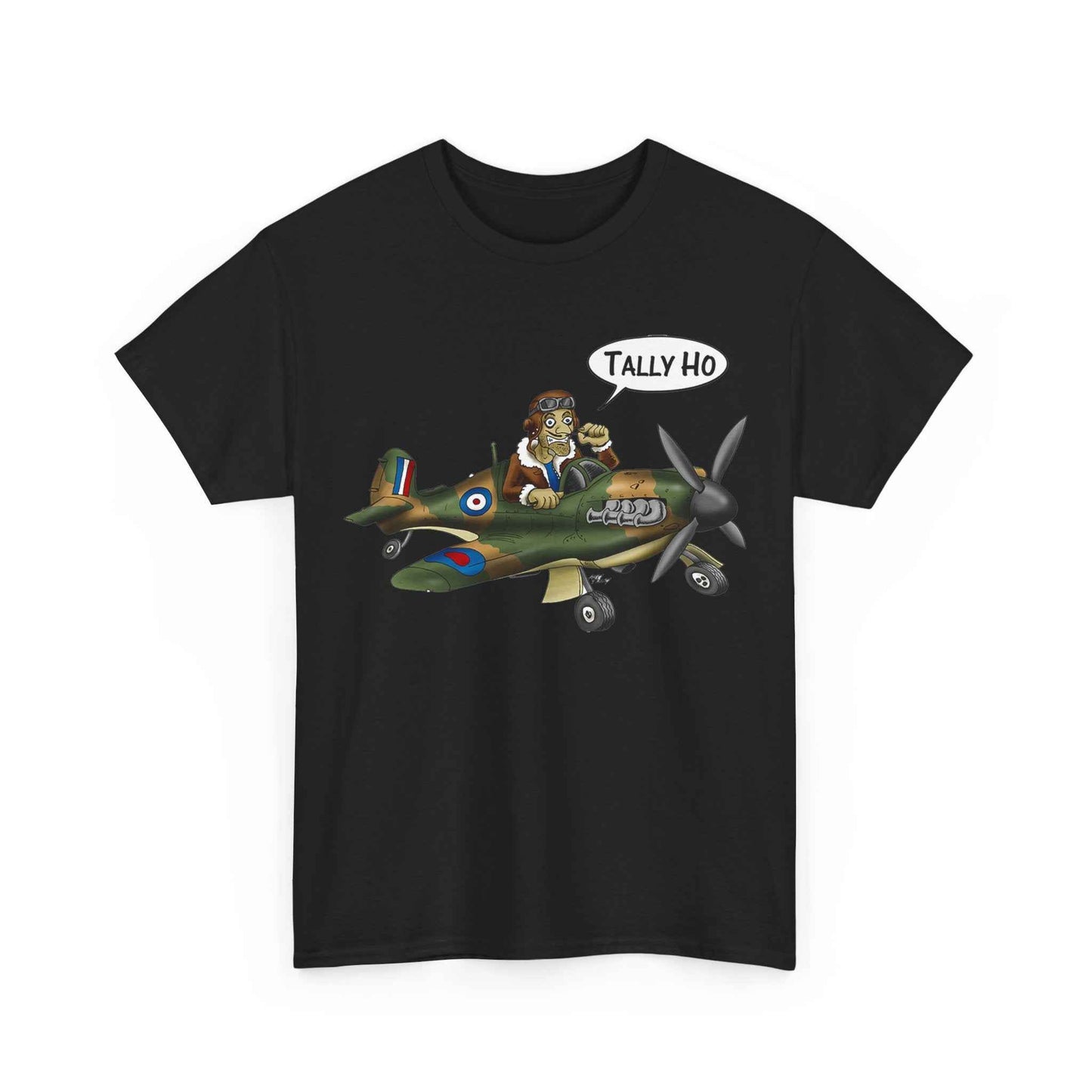 Tally Ho Spitfire Tee — Retro WWII Pilot Plane Graphic T-Shirt