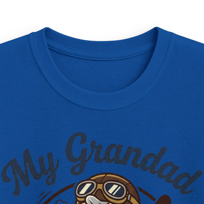 Kids Tee — "My Grandad Is a Pilot" Vintage Aviator T‑Shirt for Grandchildren