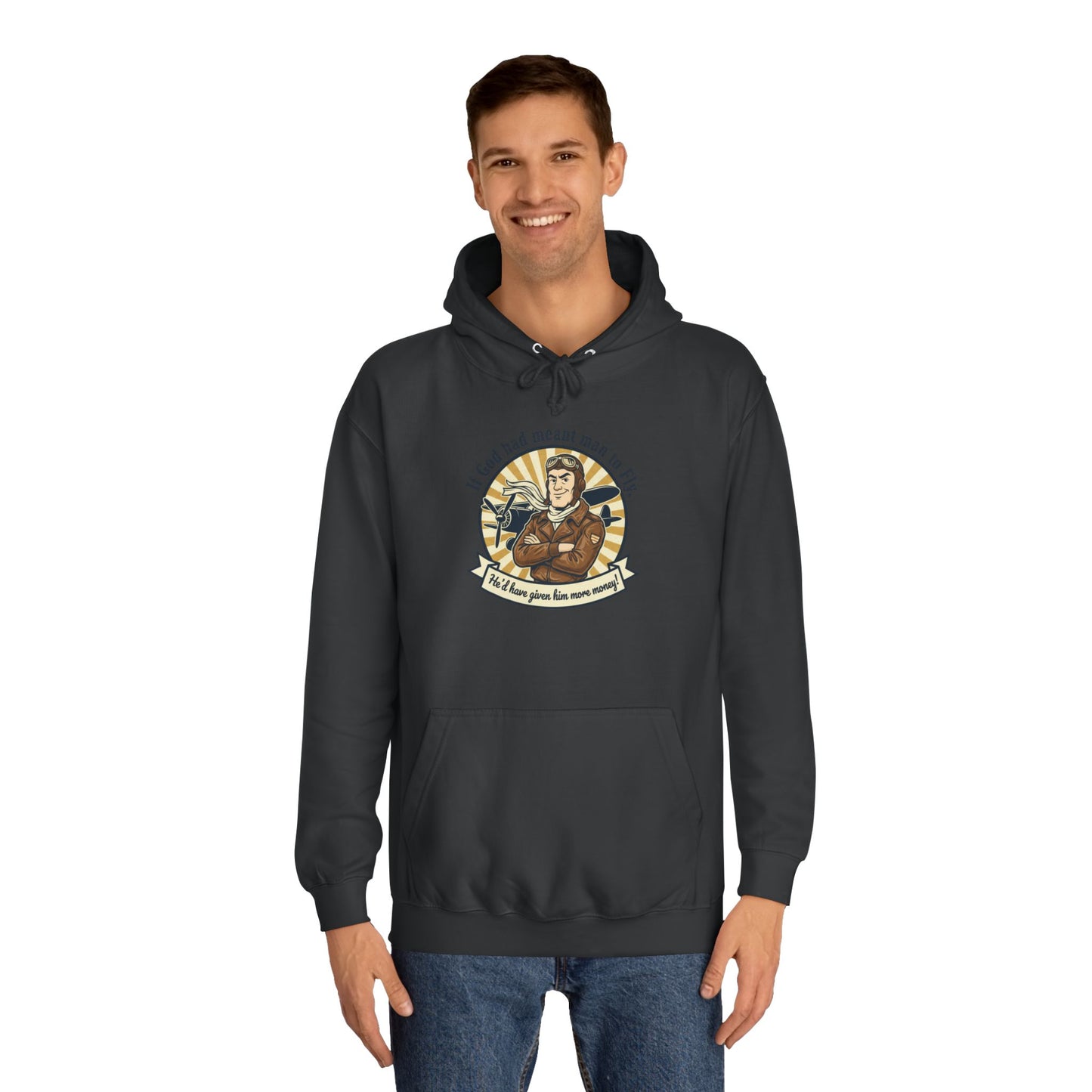 Aviator Retro College Hoodie — “I’ll Save You From The Storm” Vintage Pilot Graphic