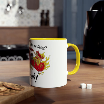 Would I Rather be Flying ? Hell Yeah ! Two-Tone Coffee Mugs, 11oz - Funky Aviation