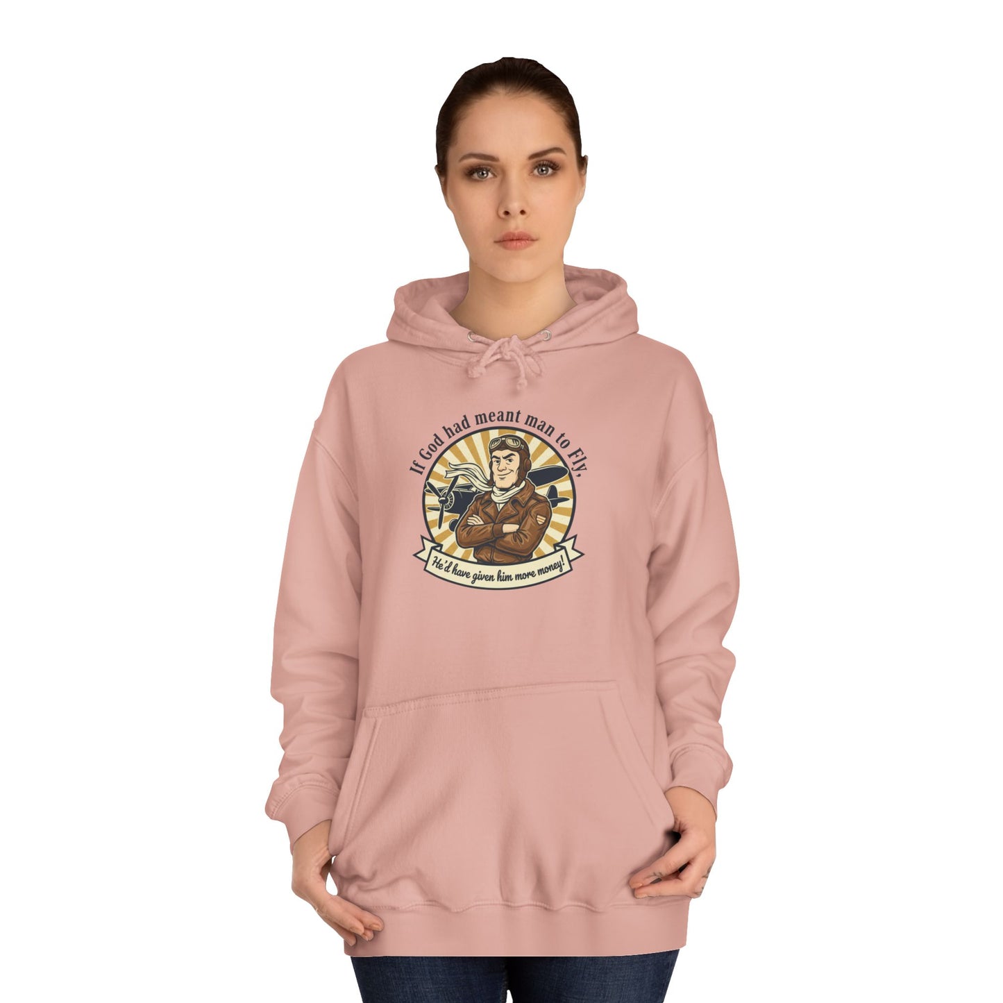 Aviator Retro College Hoodie — “I’ll Save You From The Storm” Vintage Pilot Graphic