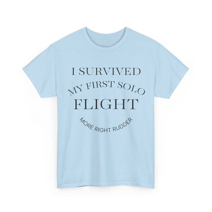 I Survived My First Solo Flight Unisex Heavy Cotton Tee