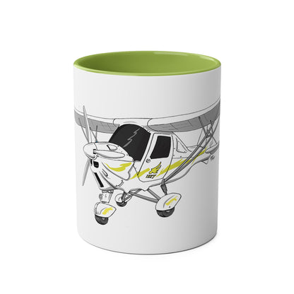 Yellow Decals Cartoon Ikarus C42 Microlight 11oz Coffee Mug