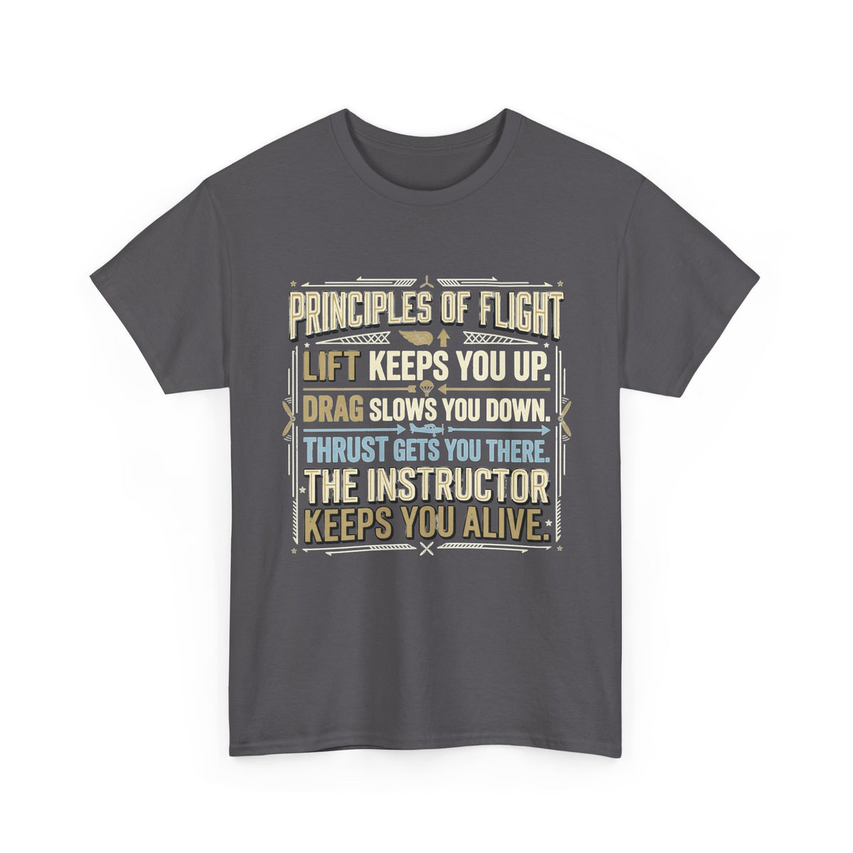 Pilot Instructor T‑Shirt — “Principles of Flight” Aviation Gift