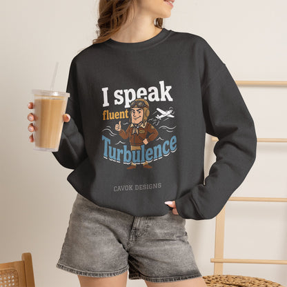 Aviation Crewneck Sweatshirt – "Fluent Turbulence" Vintage Pilot Graphic