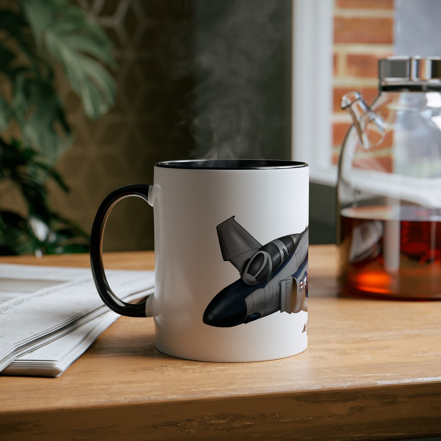 Phantom Fighter Jet Two-Tone Coffee Mugs, 11oz