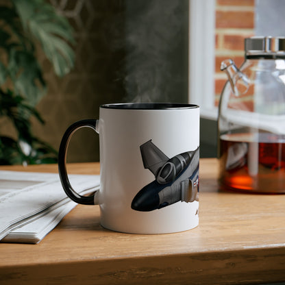 Phantom Fighter Jet Two-Tone Coffee Mugs, 11oz - Funky Aviation