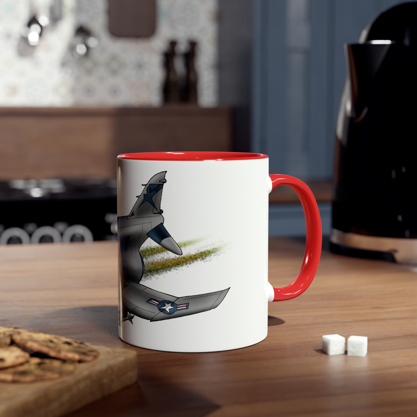 Phantom Fighter Jet Two-Tone Coffee Mugs, 11oz