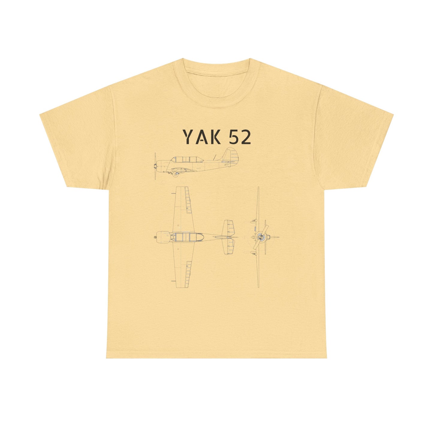 Yak-52 Blueprint T-Shirt — Vintage Aircraft Schematic Tee for Aviation Enthusiasts