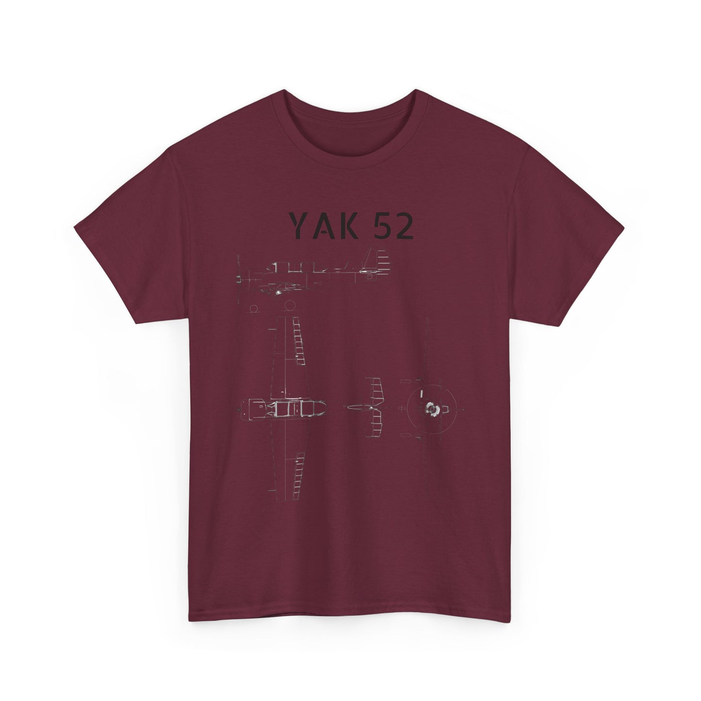 Yak-52 Blueprint T-Shirt — Vintage Aircraft Schematic Tee for Aviation Enthusiasts