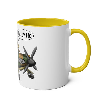 Tally Ho Spitfire Two-Tone Coffee Mugs, 11oz - Funky Aviation