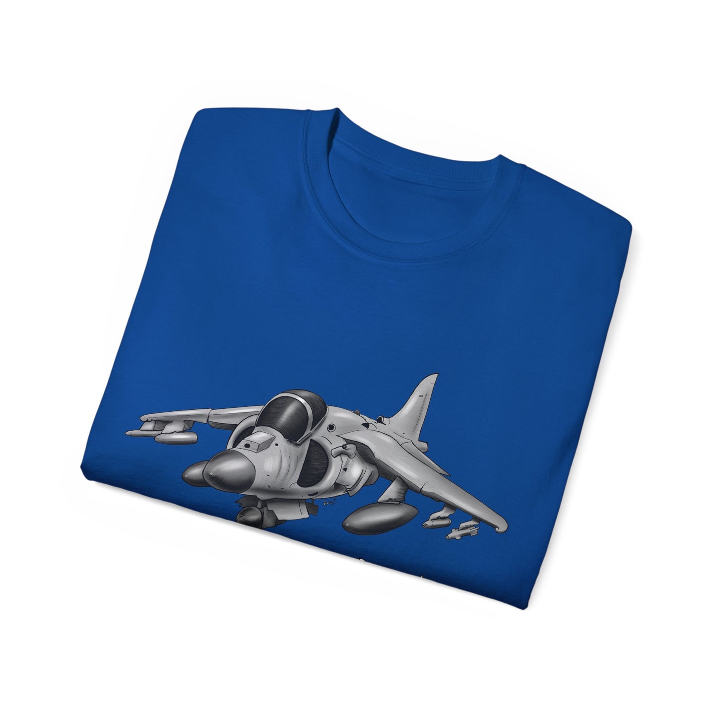 Harrier Hand drawn Cartoon for Flight Enthusiast T-Shirt, Airplane Graphic Tee, Unique Gift for Pilots, Aviation Fan Apparel