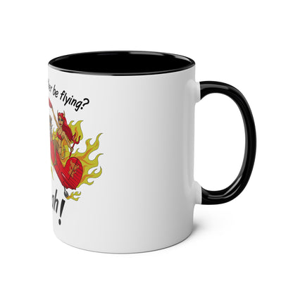 Would I Rather be Flying ? Hell Yeah ! Two-Tone Coffee Mugs, 11oz - Funky Aviation