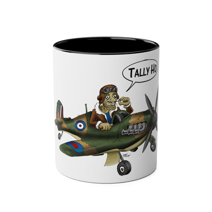 Tally Ho Spitfire Two-Tone Coffee Mugs, 11oz - Funky Aviation