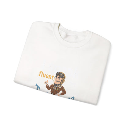 Aviation Crewneck Sweatshirt – "Fluent Turbulence" Vintage Pilot Graphic