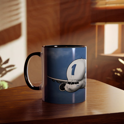 Beluga Airbus Cartoon Two-Tone Coffee Mugs, 11oz - Funky Aviation