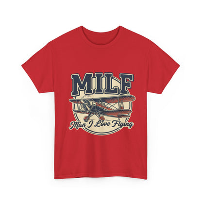 T-Shirt — "MILF: Man I Love Flying" Vintage Airplane Graphic Tee