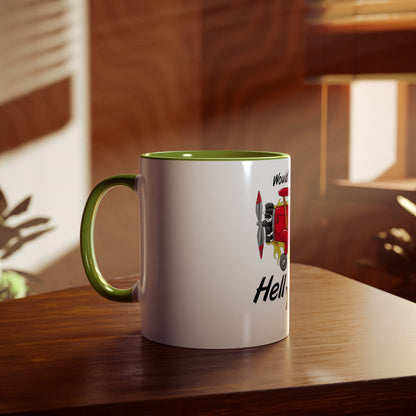 Would I Rather be Flying ? Hell Yeah ! Two-Tone Coffee Mugs, 11oz - Funky Aviation