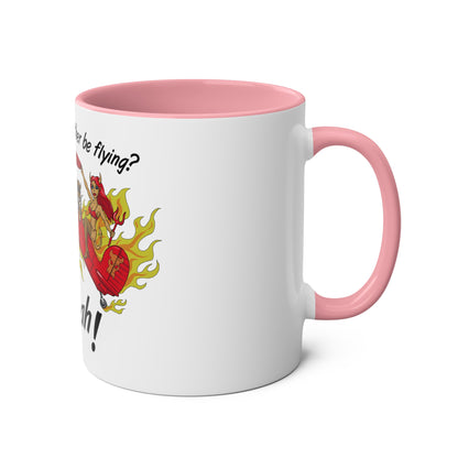 Would I Rather be Flying ? Hell Yeah ! Two-Tone Coffee Mugs, 11oz - Funky Aviation