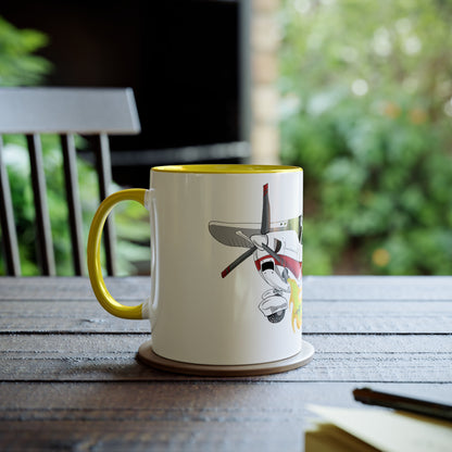 Cessna Bird Fryer Two-Tone Coffee Mugs, 11oz - Funky Aviation