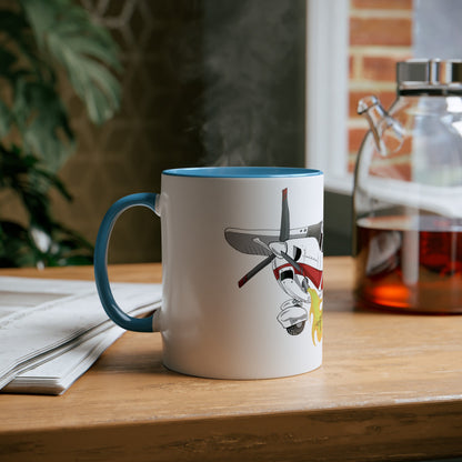 Cessna Bird Fryer Two-Tone Coffee Mugs, 11oz - Funky Aviation
