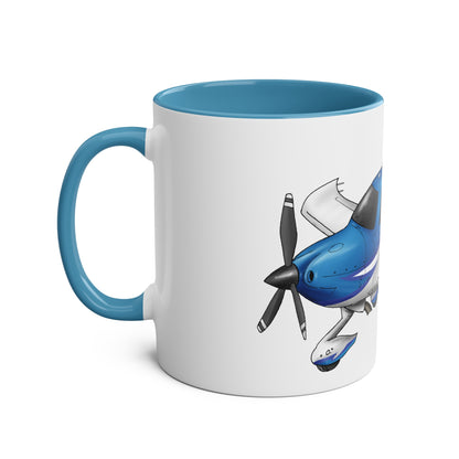 Cirrus Aircraft Hand drawn art Two-Tone Coffee Mugs, 11oz - Funky Aviation