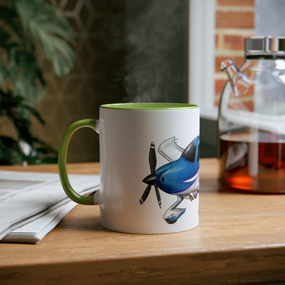 Cirrus Aircraft Hand drawn art Two-Tone Coffee Mugs, 11oz - Funky Aviation