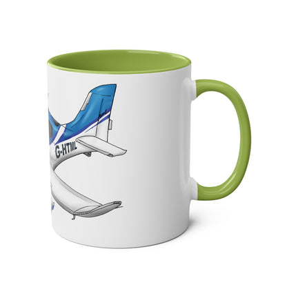 Cirrus Aircraft Hand drawn art Two-Tone Coffee Mugs, 11oz - Funky Aviation