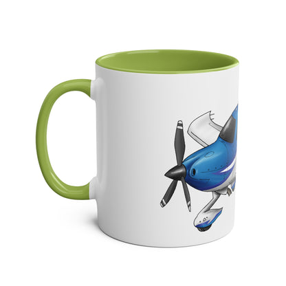 Cirrus Aircraft Hand drawn art Two-Tone Coffee Mugs, 11oz - Funky Aviation
